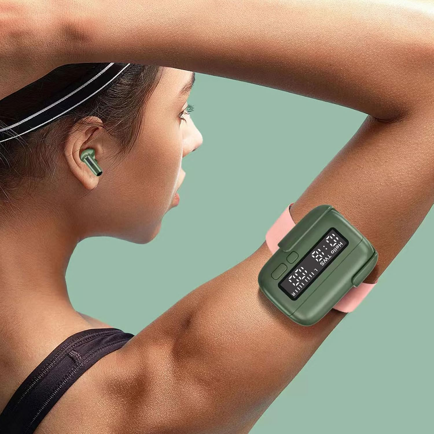 Unique Pager-Beeper Shaped Bluetooth 5.2 Earbuds, Wireless Retro Cute Earbuds, Portable ENC Noise Cancelling Earbuds for Sports Games Travel (Green) image number 6