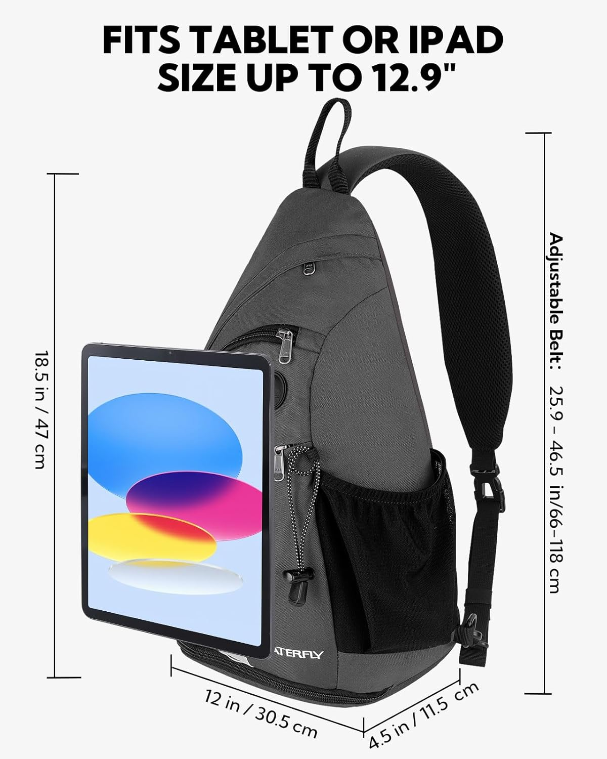 WATERFLY Sling Bag Crossbody Backpack: over Shoulder Daypack Casual Cross Chest Side Pack image number 5