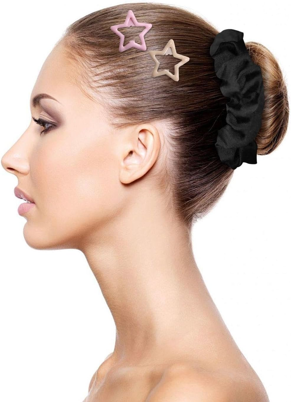 Pack of 3 Simple Velvet Hair Loops, 3 Pieces Star Hair Pins, Fashionable Ponytail Hair Accessories, Elastic Hair Rope, Cute Children'S Hair Pin image number 3