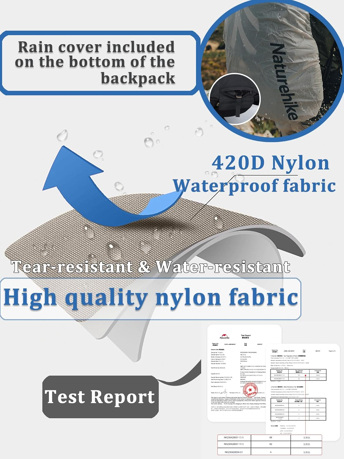 Naturehike 70+5L Lightweight Hiking Backpack, Tear-Resistant Fabrics-Light CR Carrying System-Comfortable Weight-Bearing Lightweight Mountaineering Bag with Rain Cover, Outdoor Daypack for Adults - Black image number 7