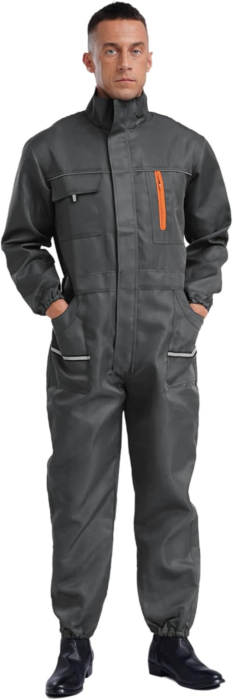 Aislor Mens Work Overalls Long Sleeve Full Body Dustproof Work Mechanics Jumpsuit Coveralls One Piece Workwear