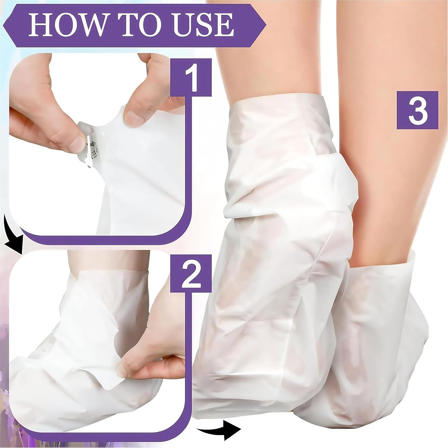 Foot Peeling Mask for Dry & Cracked Skin - Exfoliating Foot Mask to Remove Dead Skin & Calluses, Baby Soft Feet for Men & Women - Foot Spa (2Pcs, Lavender) image number 1
