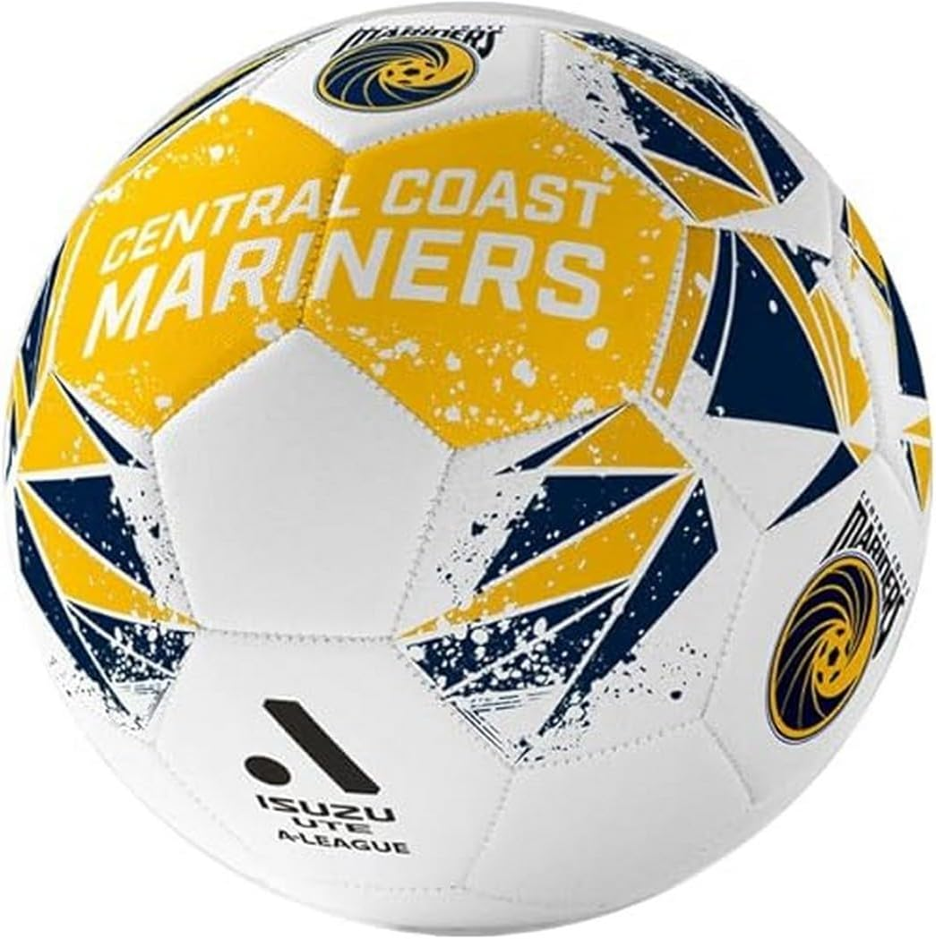 Summit A-League Soccer Ball, Central Coast Mariners - Official Team Supporter Ball, 3-Ply Foam Backed PVC with Embossed Diamond Grain, 32-Panel Machine Stitched for Superior Feel & Durability, Size 1 image number 2