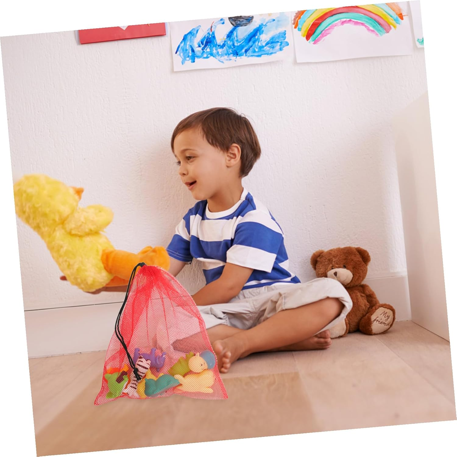 FINISPERSOO 12Pcs Mesh Drawstring Bags Small Net Storage Pouches Nylon Polyester Multi-Color Travel Laundry Organizer for Sports Gear and Toys