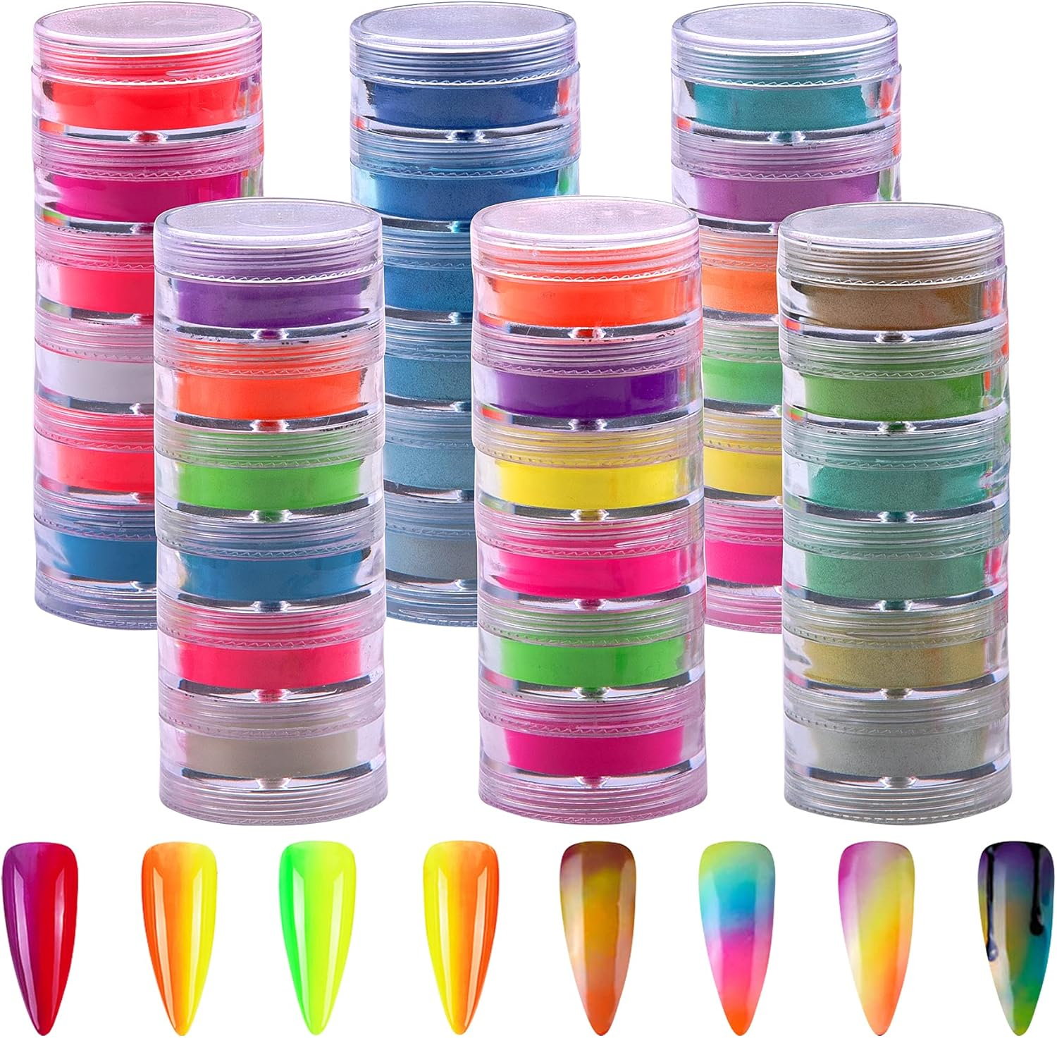 Duufin 36 Colors Pigment Nail Powder Colorful Luminous Pigment Powder Iridescent Pearlescent for Nail Art, Body and Crafts image number 6