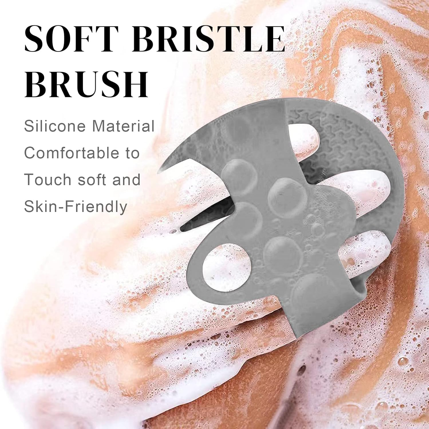 Silicone Body Scrubber, Gentle Exfoliating Body Scrubber Lathers Well Shower Scrubber for Body Silicone Body Brush for Use in Shower - Grey