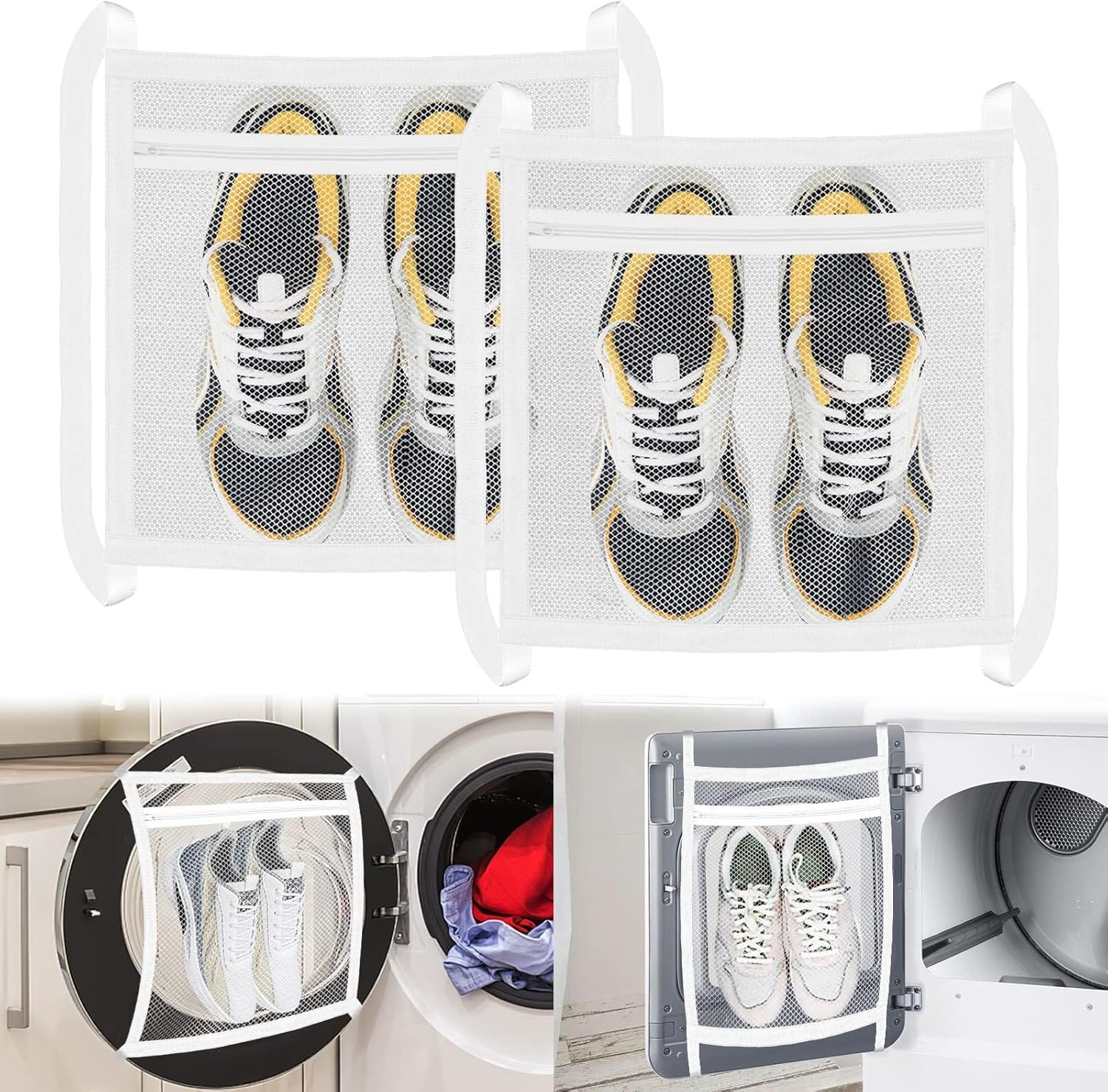 16"X16" Sneaker Dryer Bag with Elastic Straps for Dryer Door - Shoe Net Laundry Bag for Shoes, Clothing, and Laundry - Easy to Install (1Pc) image number 3