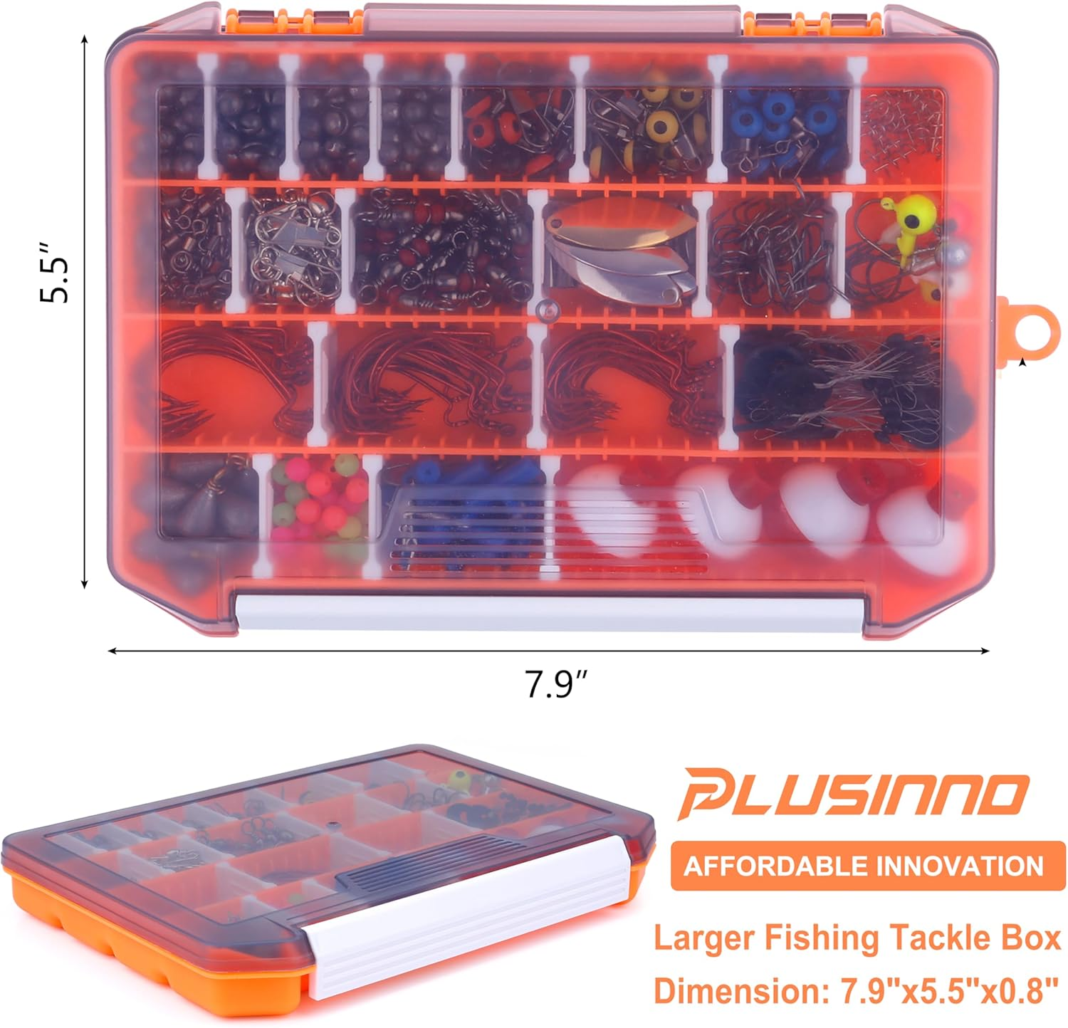 PLUSINNO 156Pcs Fishing Accessories Kit, Including Jig Hooks, Bullet Bass Casting Sinker Weights, Different Fishing Swivels Snaps, Sinker Slides, Fishing Line Beads, Fishing Set with Tackle Box image number 6