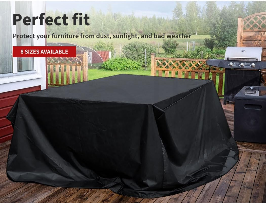 Marlow Outdoor Furniture Cover, Patio Covers Waterproof Garden, 210D Oxford Fabric Table Chair Set Sofa Lounge Cover Rain UV Protector 170Cm X 94Cm X 70Cm Silver image number 6