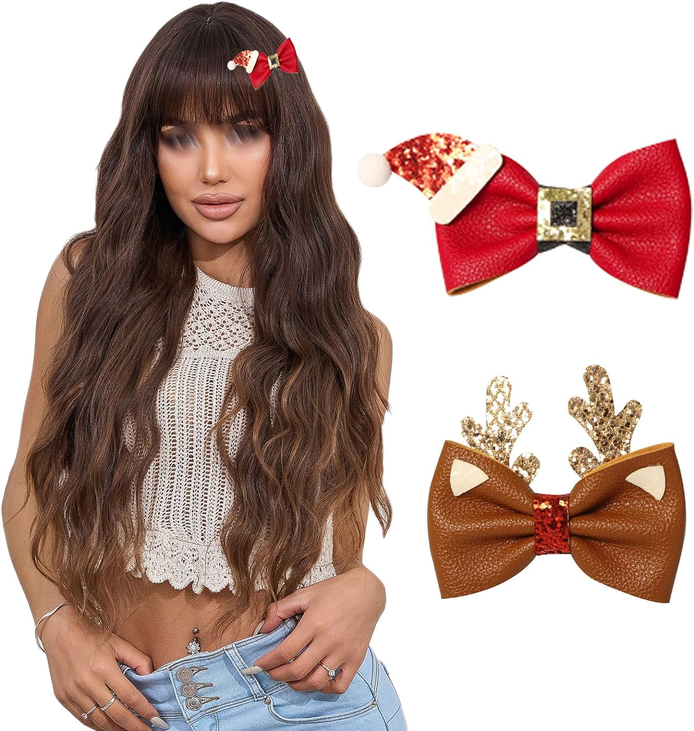 Lopsity Christmas Hair Clip Set Christmas Hairpin Cute Reindeer Antler Hair Accessory for Christmas Party for Girls Women Kids Gifts (A) image number 5