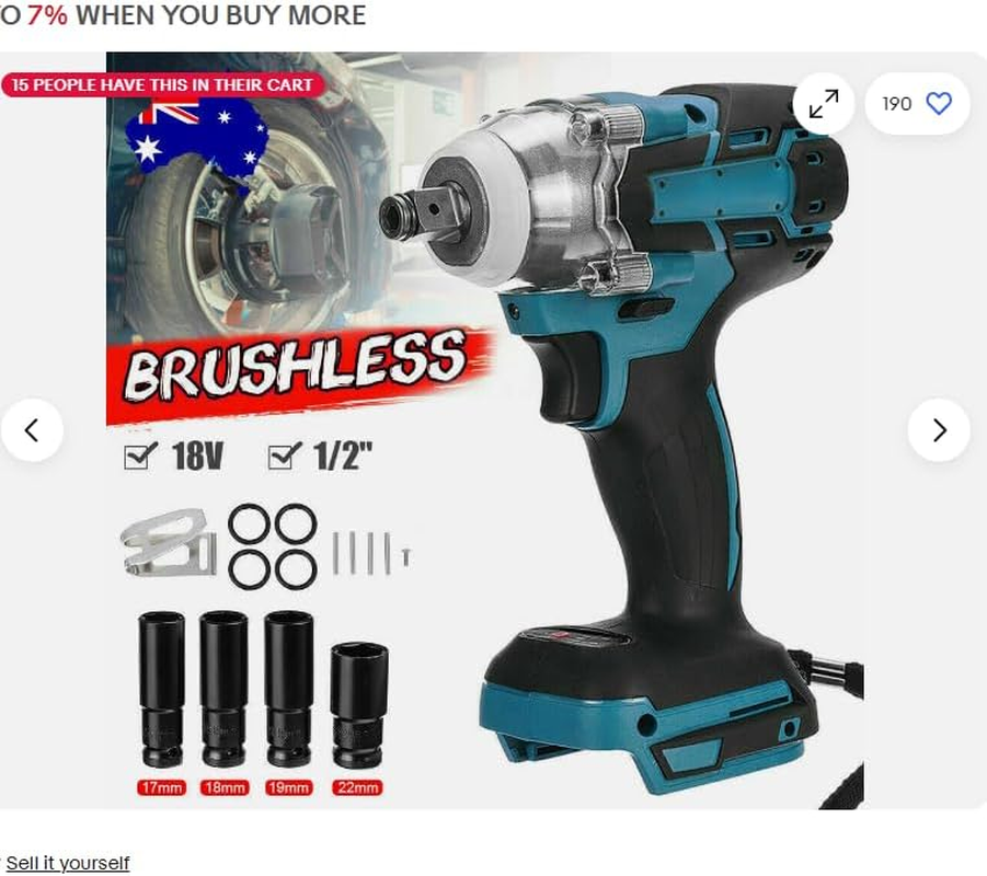 Leona Co Impact Wrench Driver 1000N 1/2" Rattle Gun for Makita 18V Battery High-Speed for Home Office Industry Use image number 2