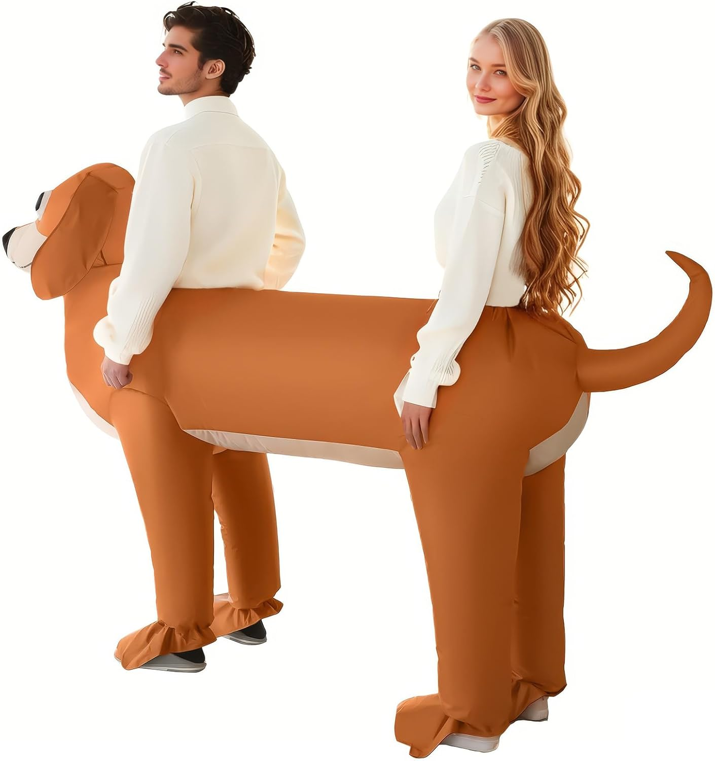 Couple Inflatable Dachshund Costume for Adult Halloween Blow up Costumes 2 People Funny Dog Costumes for Men Women Cosplay image number 5