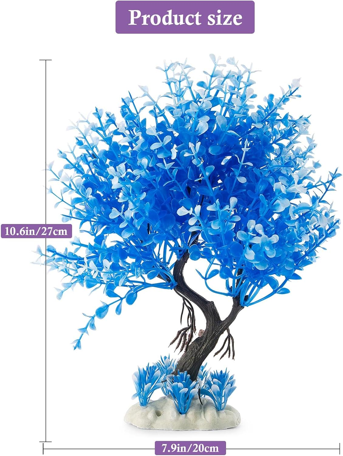 FEDOUR Aquarium Decoration Plants, Artificial Aquarium Decor, Pets Plastic Plants for Fish Tank Decorations (Blue Tree) image number 3