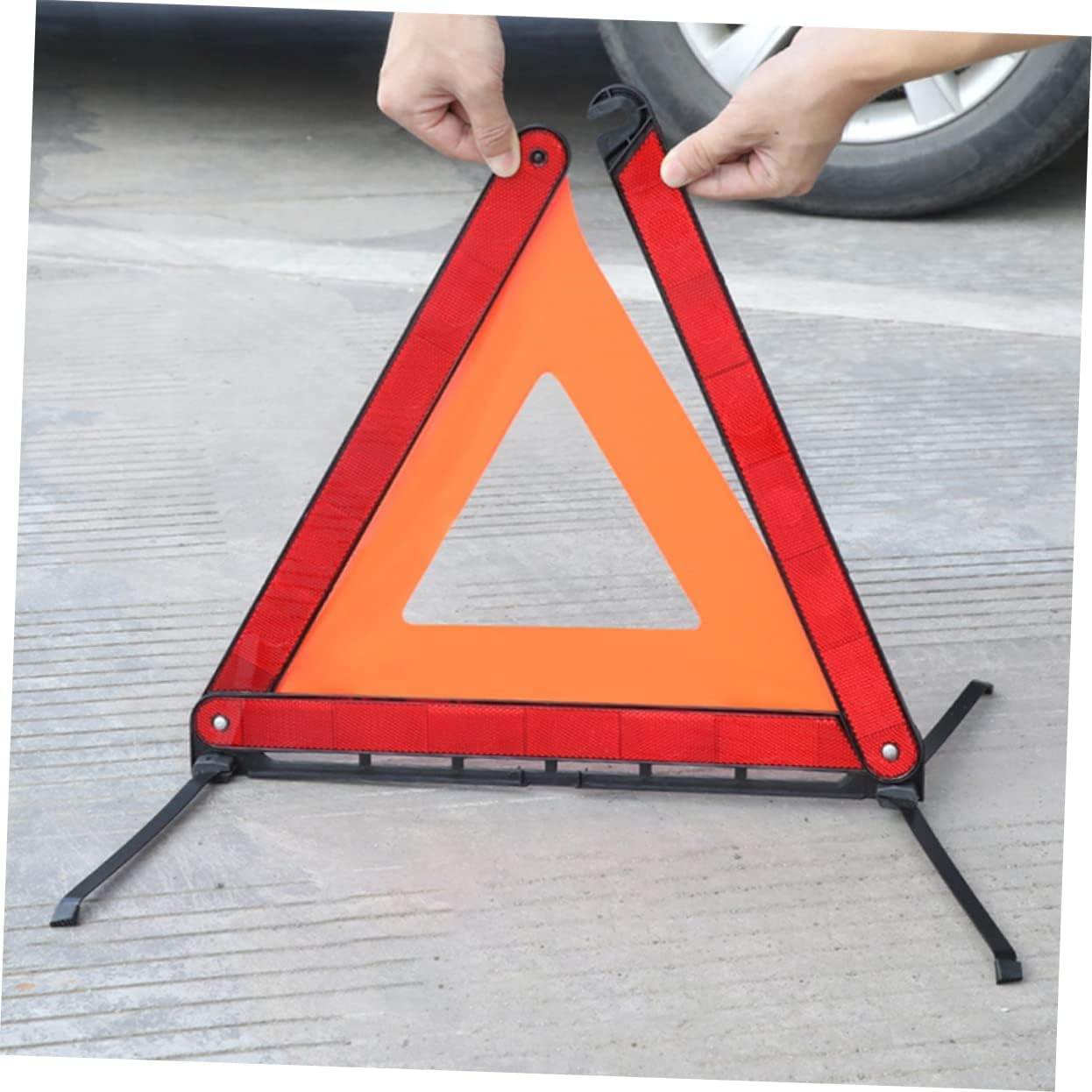 Hohopeti Reflective Warning Triangle Emergency Sign Foldable 3-Foot Roadside Safety Indicator for Cars and Trucks Portable Car Emergency Accessory