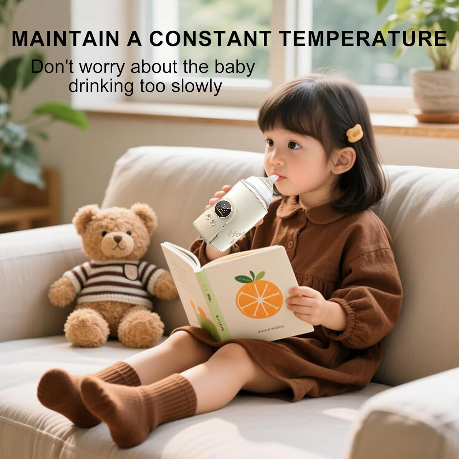 Portable Bottle Warmer, Fast Charging Infant Bottle Warmer, Portable Baby Milk Warmer with LED Display, 6-Speed Temperature Control, 360 Degree Wrap Even Warming, for Home and Outing image number 6