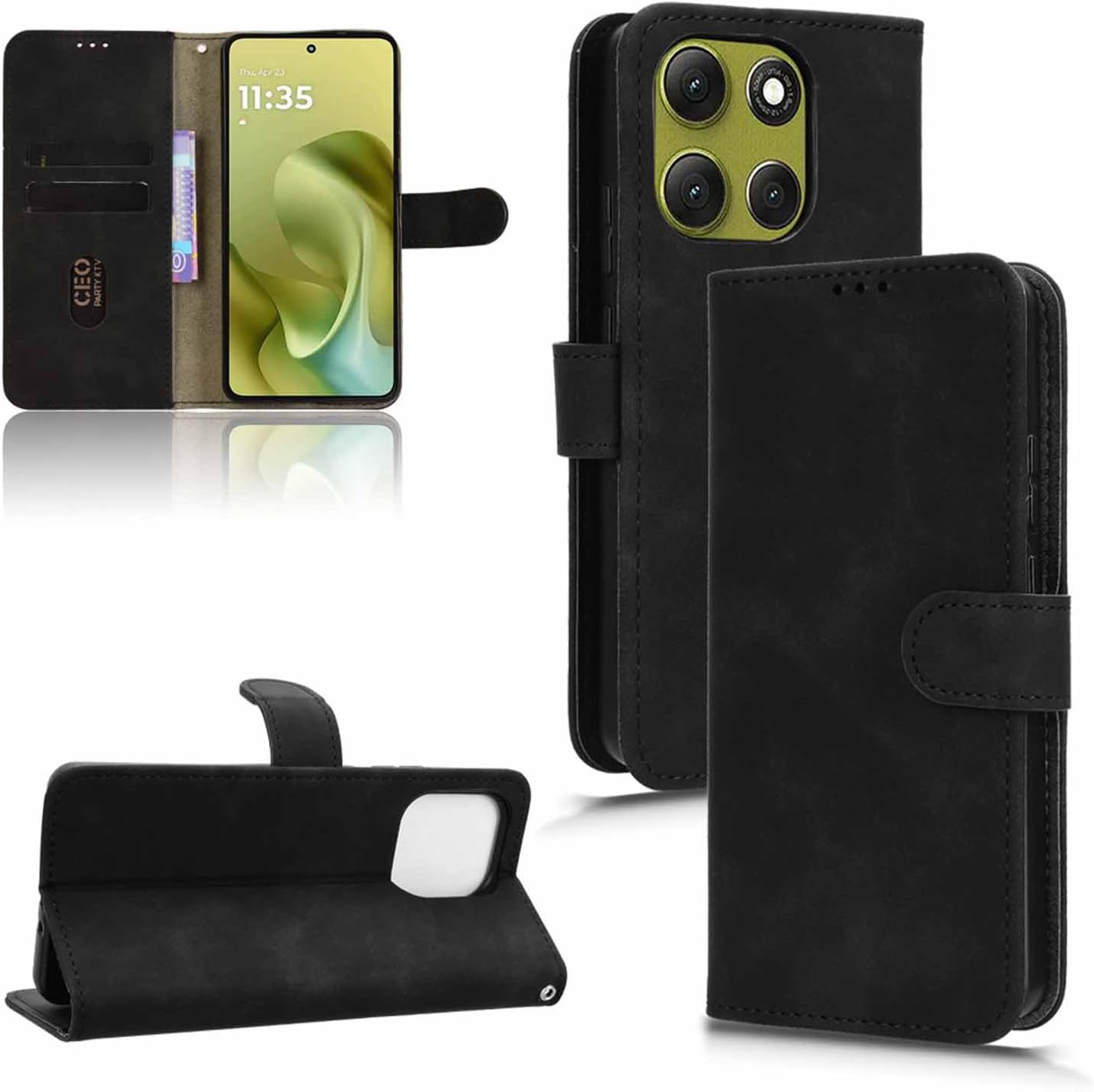 GOGME Case for Motorola Moto G86 Power 5G, Premium PU + TPU Flip Case, Wallet Protective Mobile Phone Case with Stand Function/Card Slots, Black image number 1