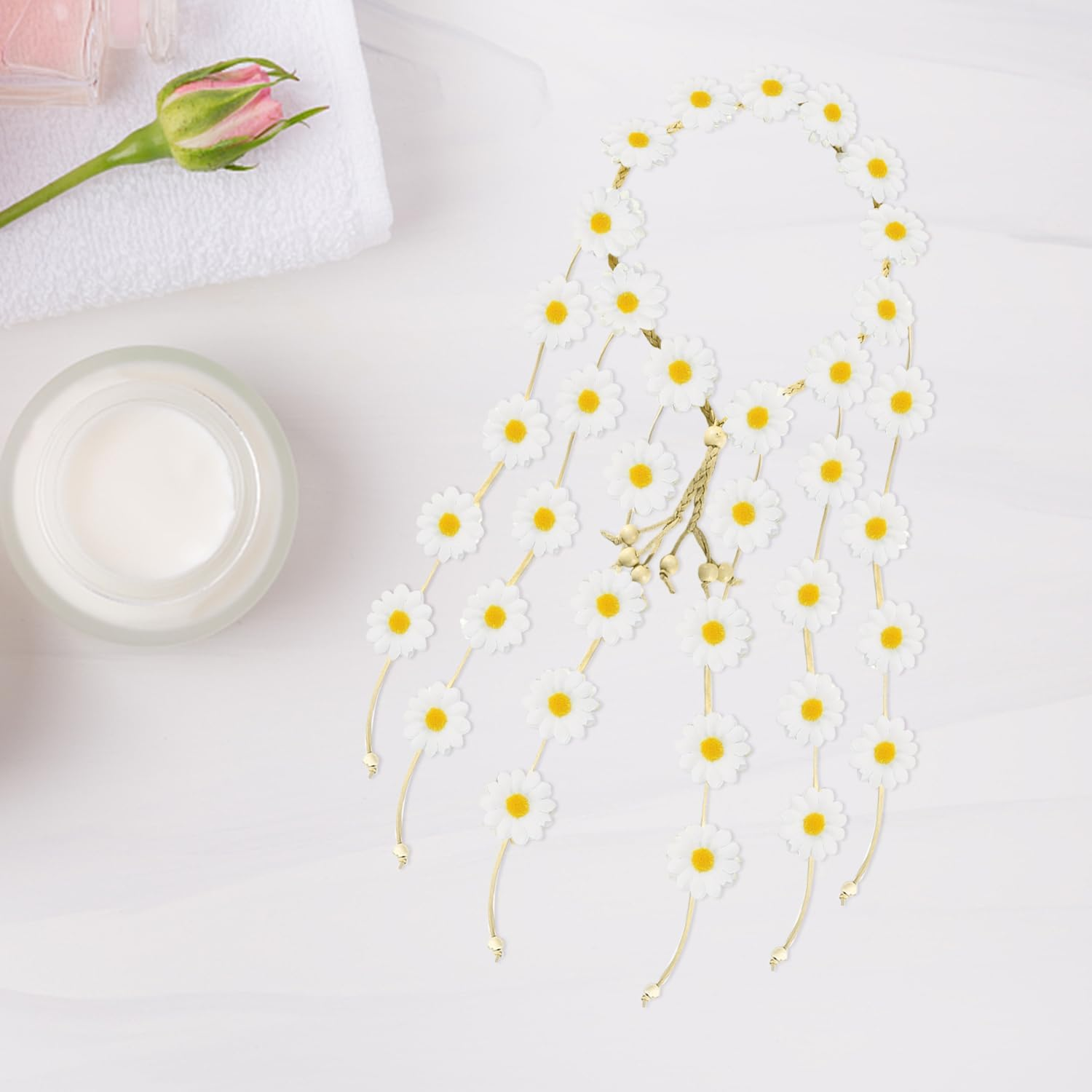 Pack of 2 Daisy Headband, Boho Headband, Daisy Headband, Adjustable Flower Headband, Scrunchie Headband, Sunflower Headband image number 5