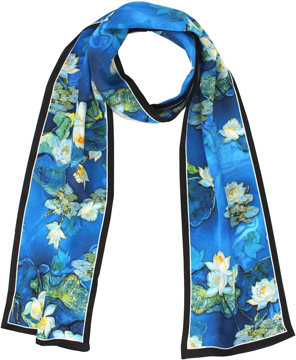 ANDANTINO 100% Silk Scarf for Women 59&rdquo;*6.3&rdquo; Long Shawls for Headscarf and Neck- Oblong Hair Wraps with Gift Packed