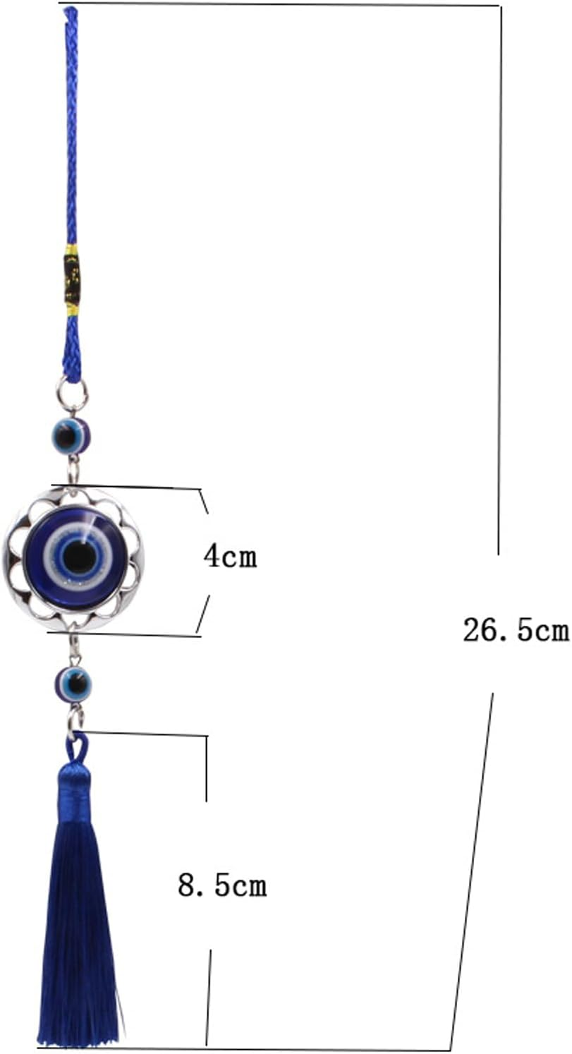 Lucky Evil Eye Car Hanging Ornament,Car Rear View Mirror Hanging Accessories,Evil Eye Car Interior Accessories,Car Decorations,Evil Blue Eye Charms Pendant for Car,Gifts for Women Men (A-Round) image number 3