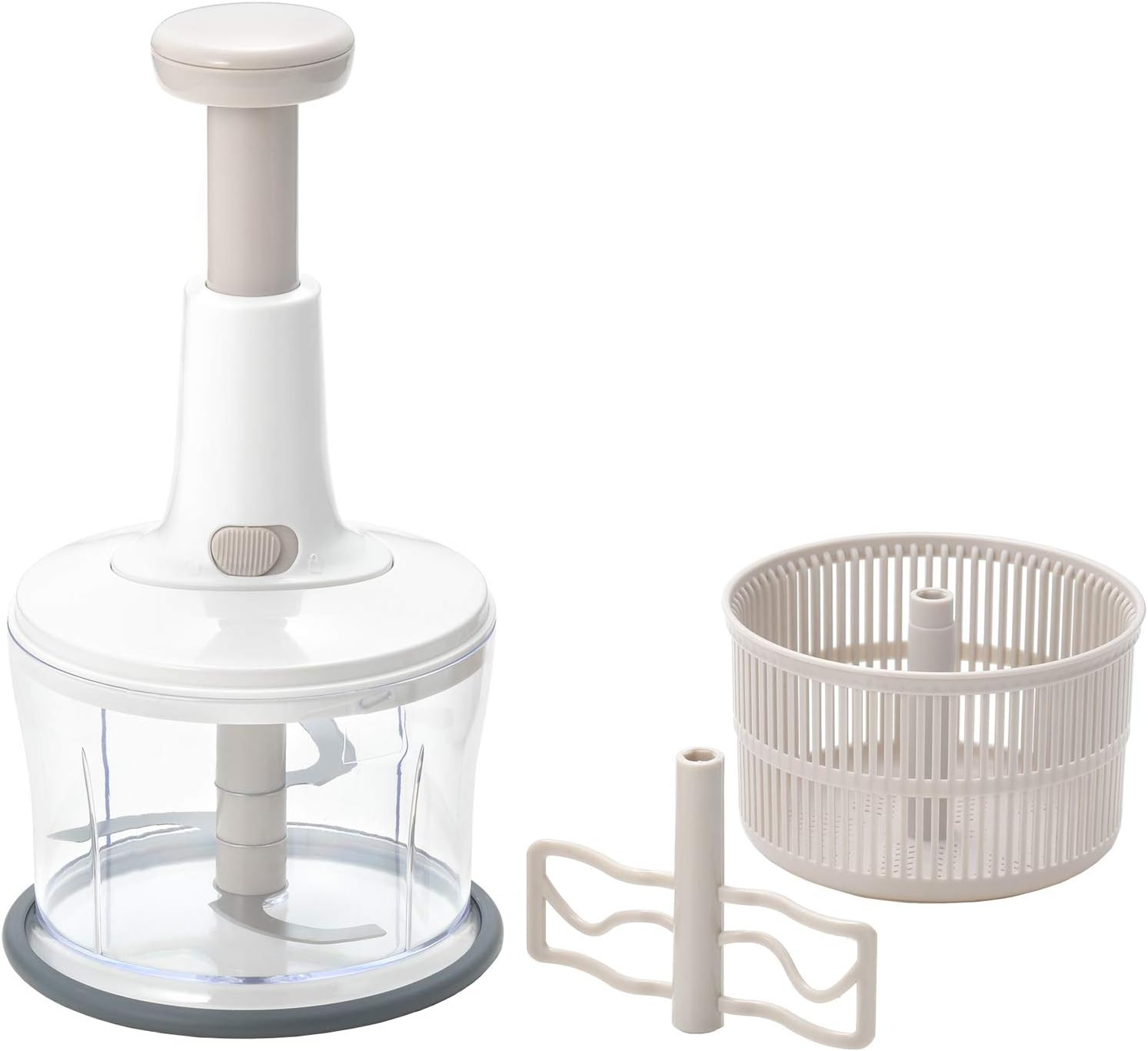 YOSHIKAWA New Kitchen Basics SJ3133 Easy Push Food Processor, White, 16.5 Oz (470 G), 1.5L Bowl Capacity, Manual, Easy Push Operation, Dishwasher Safe: No image number 1
