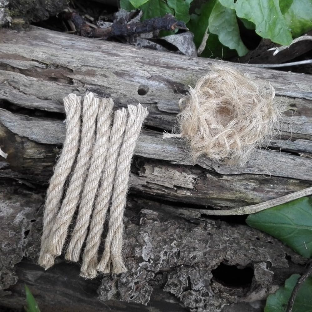 4 Packs Tinder Rope Natural Wood Fiber Tinder Fire Starter - Emergency, Survival, Campfire Tinder - Non-Toxic, Quick Fire Tab Flint and Steel for Outdoor, Backpacking, Camping, Fishing image number 4