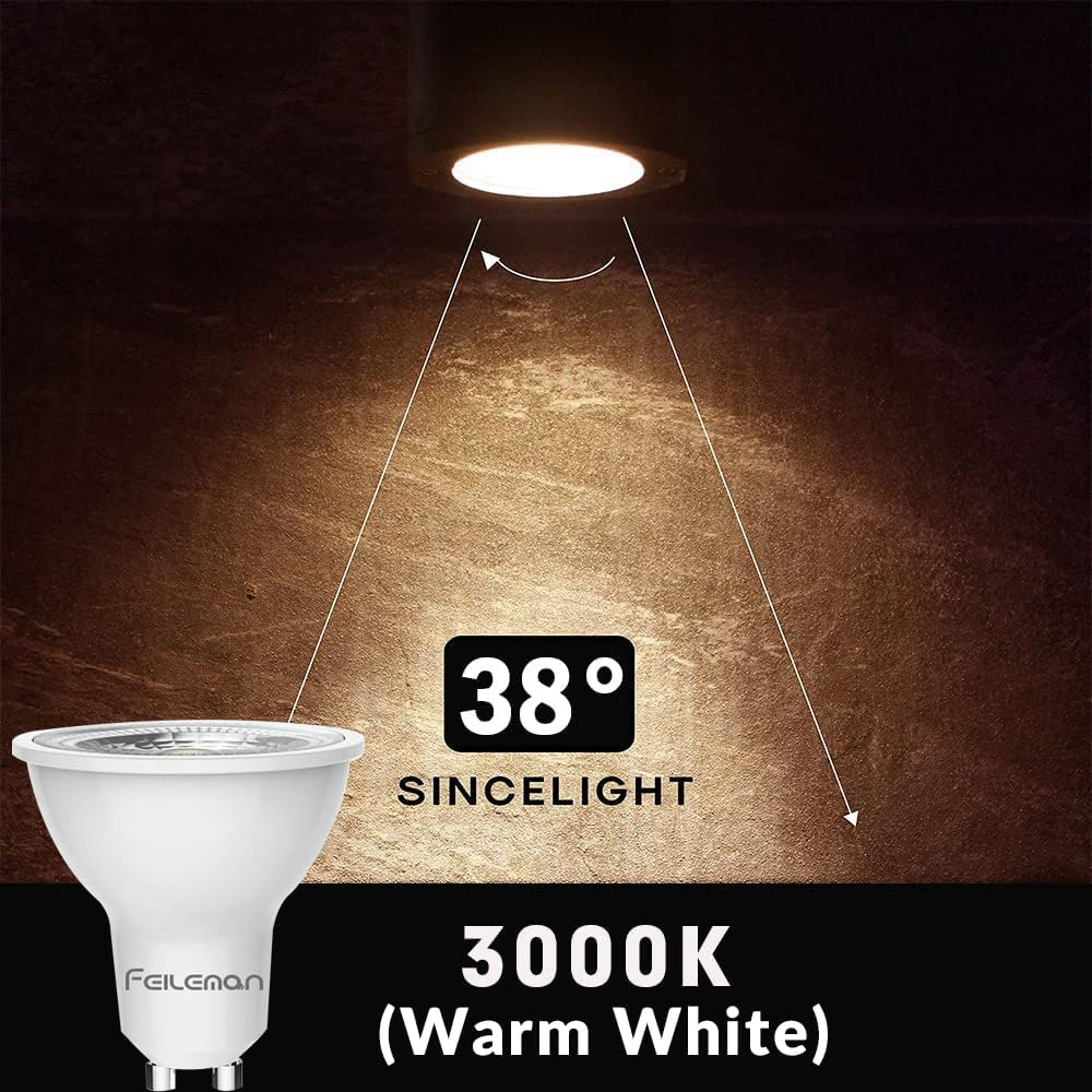 GU10 LED Bulb Spotlight Warm White 8W 3000K, GU10 Spotlight 38&deg; Beam Angle Not Dimmable 650 LM 220-240V Gu10 LED Reflector Lamps Replaces 70W Halogen Bulbs Pack of 10 image number 6