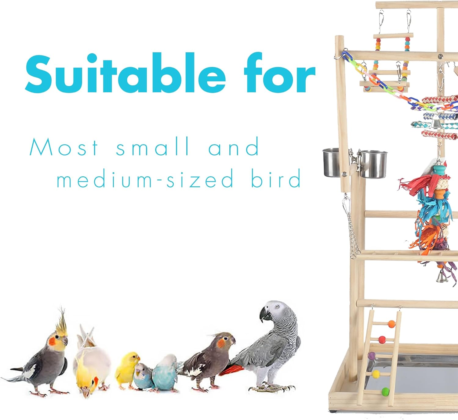 Parrot Playground Large 4 Layers - Small Bird Playground Parakeet Play Stand Bird Gym Parrots Playpen Play Playstand Parrot Tree for Cockatiel Lovebirds Conure Cockatoos Finch Budgies image number 4