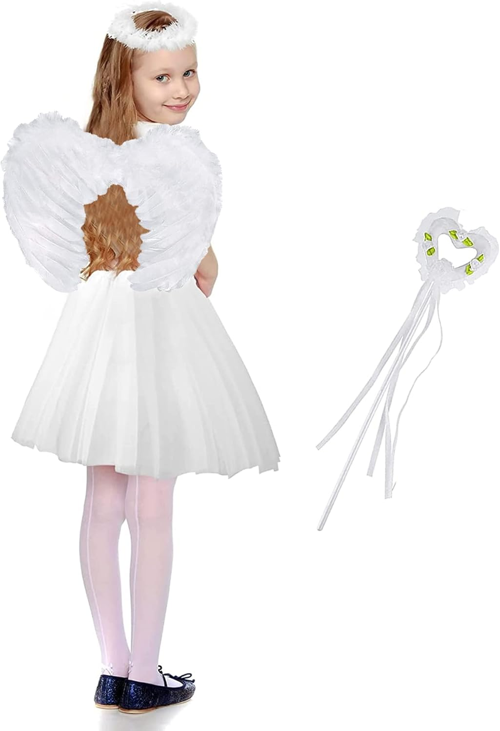 Angel Wings White, Angel Costume Women'S with Halo and Wand, Angel Wings, Costume Angel, White Wings Girls, Angel Wings Decoration, Feather Wings Angel, Angel Wings Costume image number 3