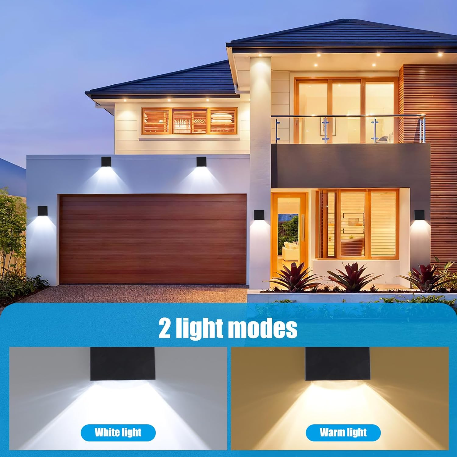 Solar Wall Light Outdoor Pack of 4 Solar Lights for Outdoor Garden with 2 Lighting Modes, IP65 Waterproof Wall Light, Solar Lights, Fence Light for Wall, Patio, Garden, Steps, Stairs, Fences - Warm White  Cool White-4 Pieces image number 3