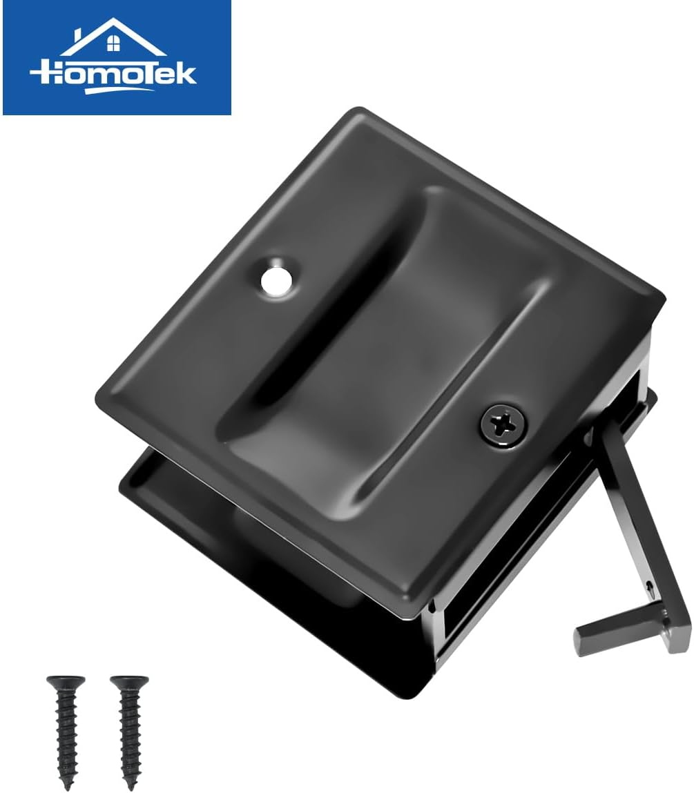 HOMOTEK 4 Pack Privacy Pocket Door Pull - No Switch Plate, Replace Old/Damaged Pull, 2-3/4'X2-1/2', for 1-3/8' Thickness Door, Black image number 6