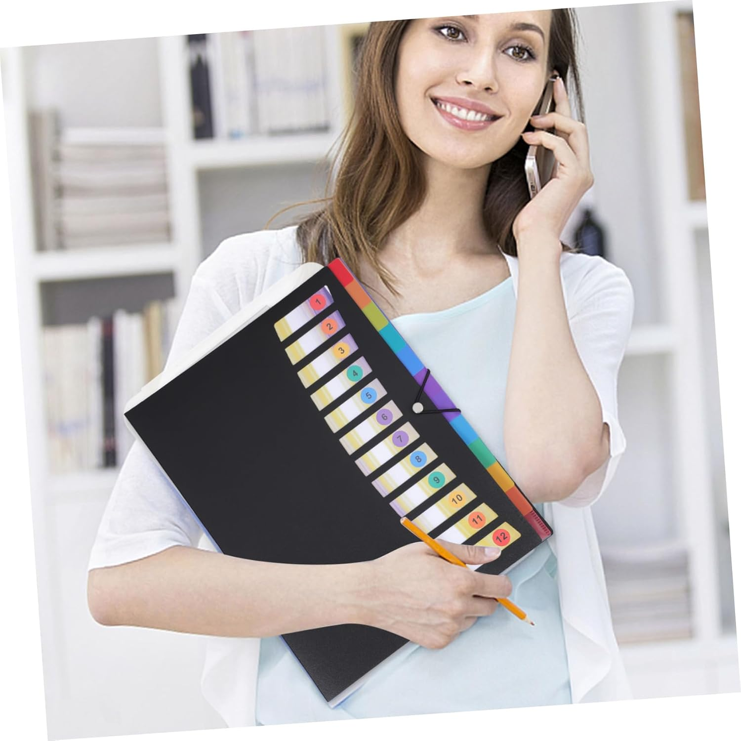 CAXUSD File Organiser Expanding Document Folder Rope Button Seal Large Capacity Pocket Folder for Travel Office School image number 6