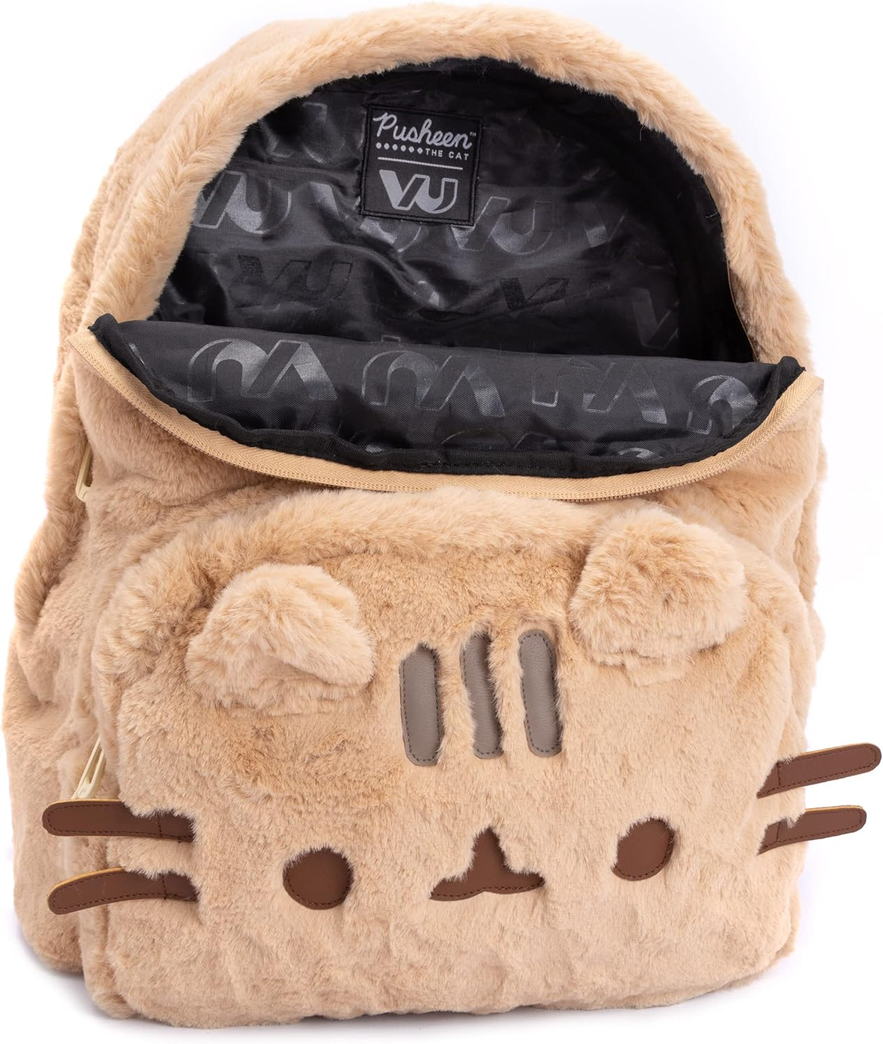 Pusheen Backpack Fur 3D Cat Beige Fluffy Rucksack 13.5" image number 3