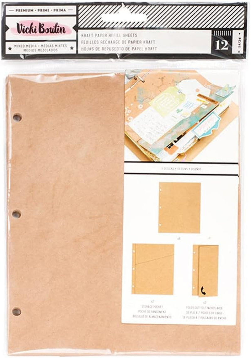 American Crafts Vicki Boutin Mixed Media Junque Craft 3 Configurations Journal Refills, Paper, Multi-Colour, 20.32 X 16.51 X 0.08 Cm