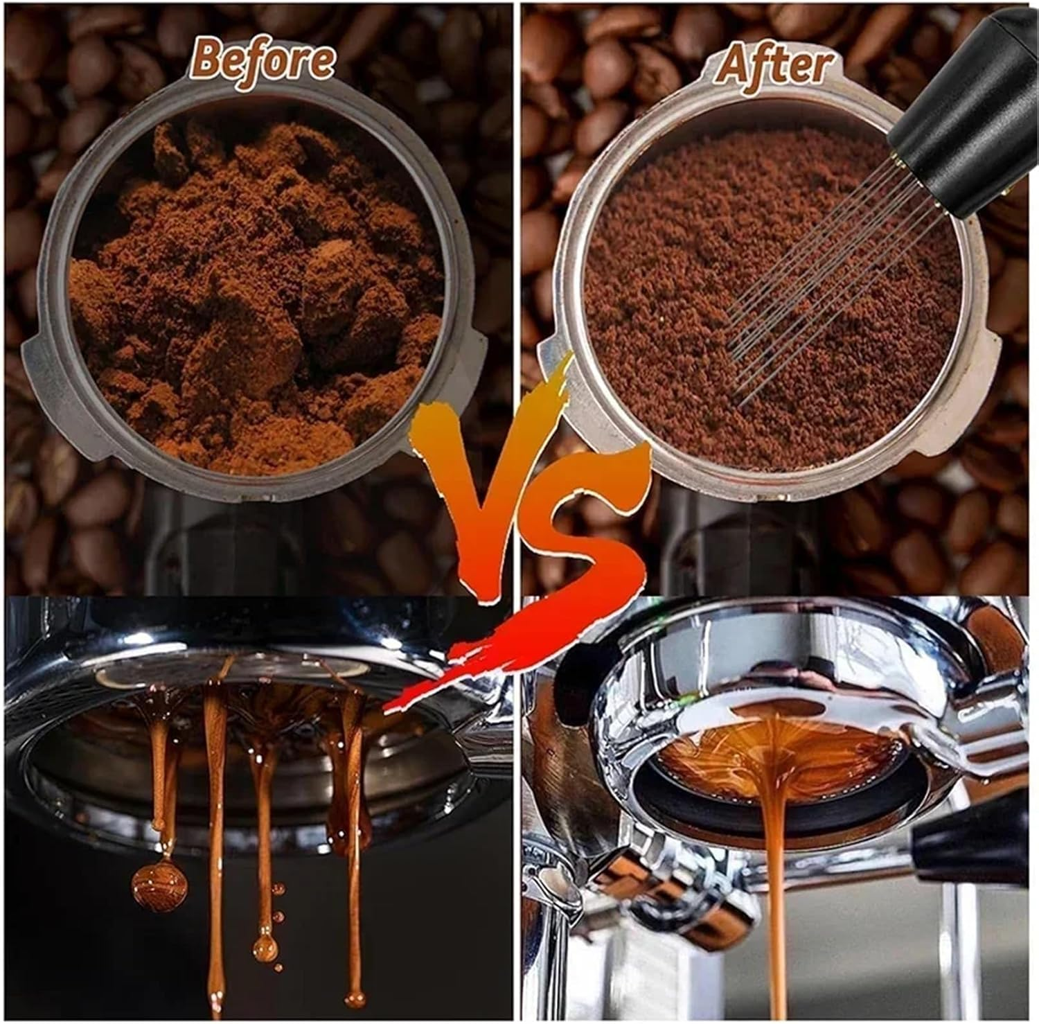 Coffee Tamper Spring Espresso Tamper 51Mm 53Mm 58Mm Coffee Tampers and Coffee Stirrer Stainless Steel Tampers Coffee Accessories(53Mm,Black-3Pcs) image number 3