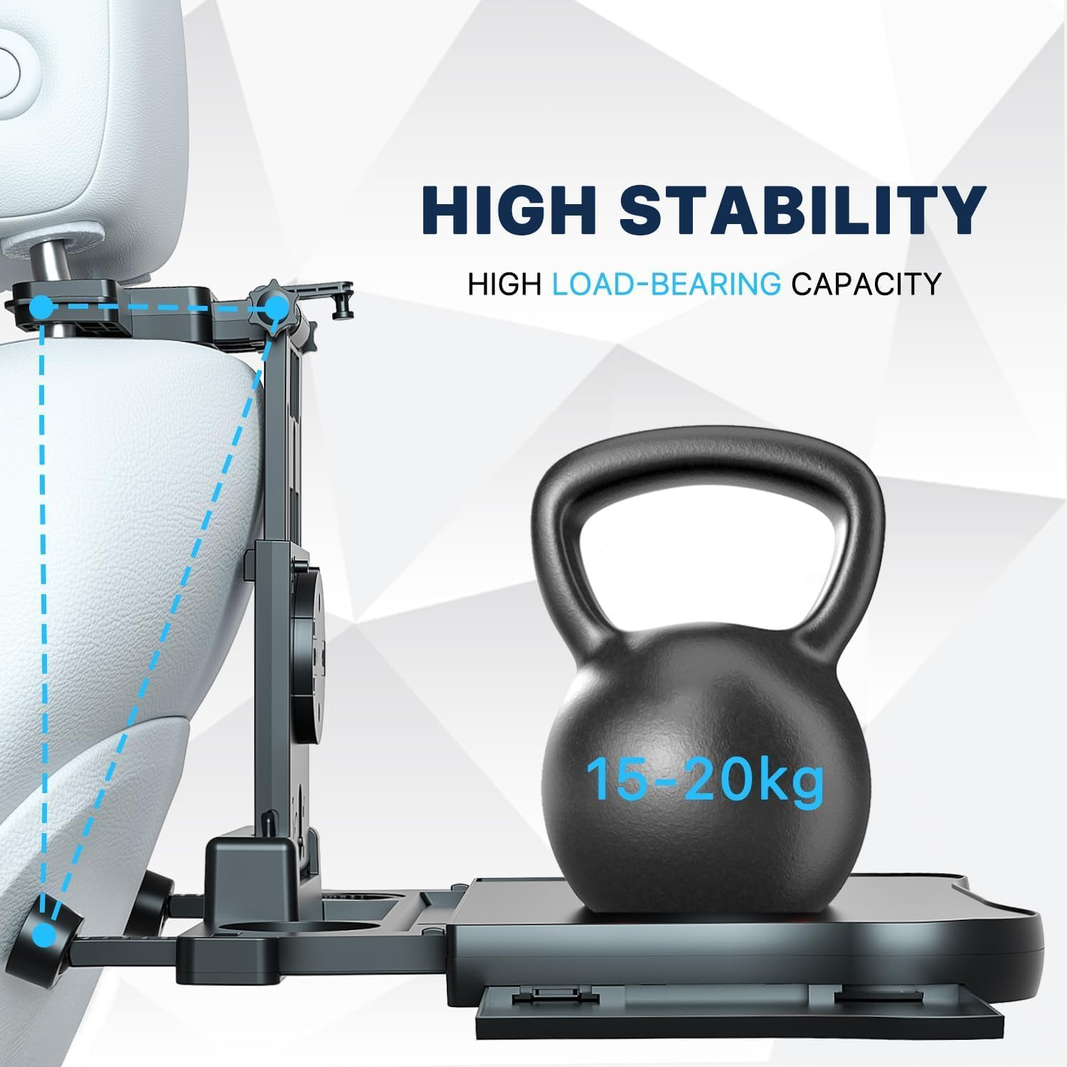 Car Back Seat Tray Table, Stable Foldable Auto Backseat Food Trays Desk for Rear Passenger Road Trip Eating & Work, Multifunctional Adjustable Travel Tray with Phone Drink Holder for Laptop Ipad image number 2