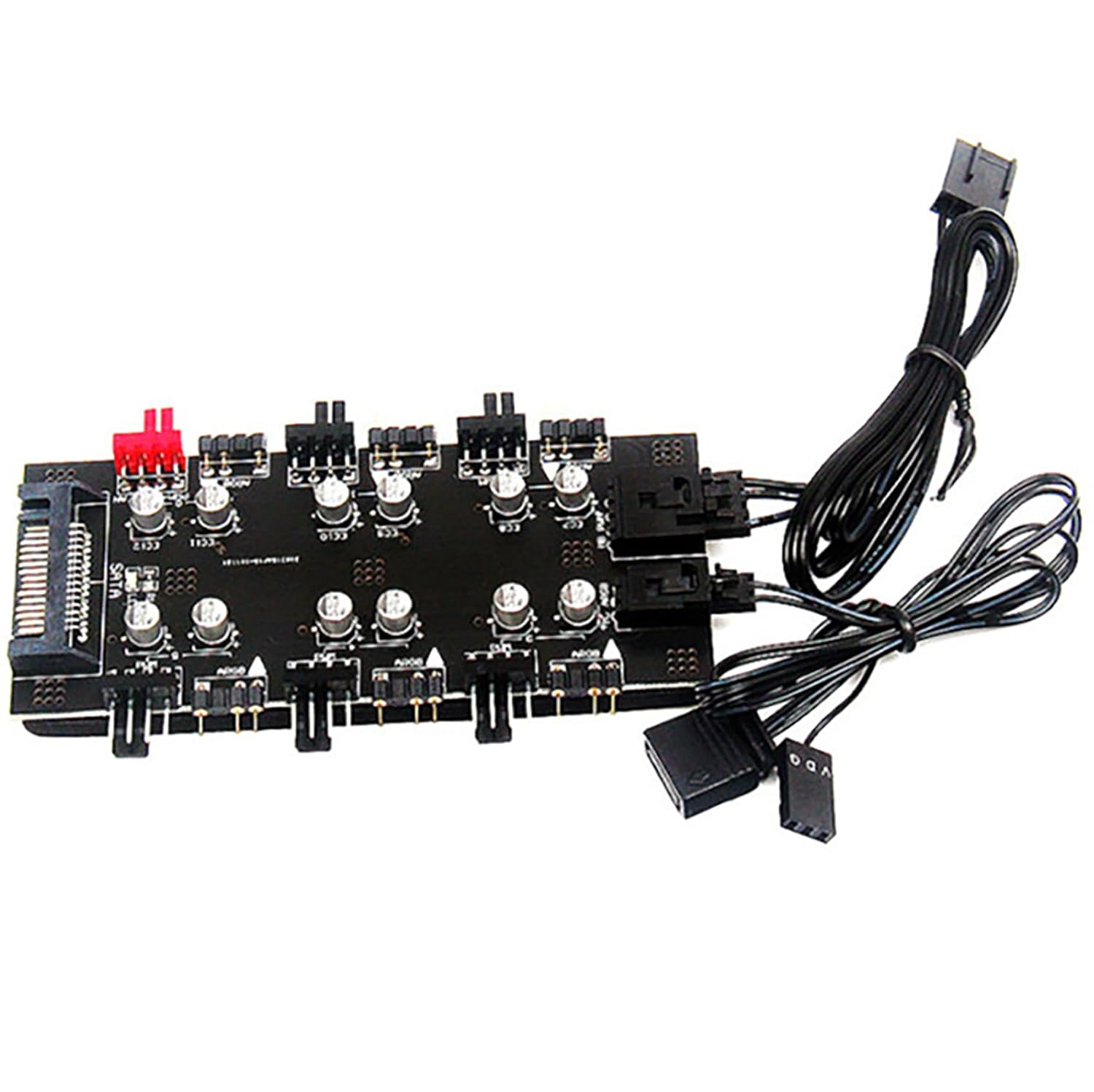 Tunghey 12V 4Pin PWM & 5V 3Pin ARGB Hub with SATA 15Pin Power 2-In-1 Hub 6 Way Sync CPU Cooling Fan RGB Hub Lighting PCB Splitter for Extended Motherboard Interface