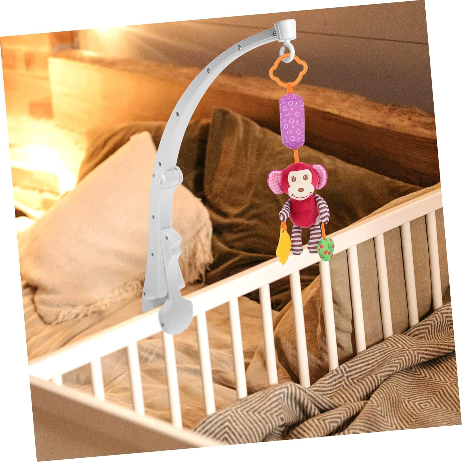 Bed Bell Bracket Crib Mobile Holder Support Wooden Material for Decor Rotatable Design for Nursery Use image number 3