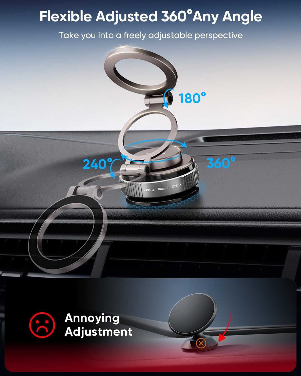 SUNGUY Upgraded 360&deg; Nano Gel Vacuum Magnetic Phone Holders for Your Car Suction Cup Car Phone Mount for Magsafe, Car Phone Holder for Windshield/Gym/Mirror, Cell Phone Car Mount for Iphone&Android image number 5