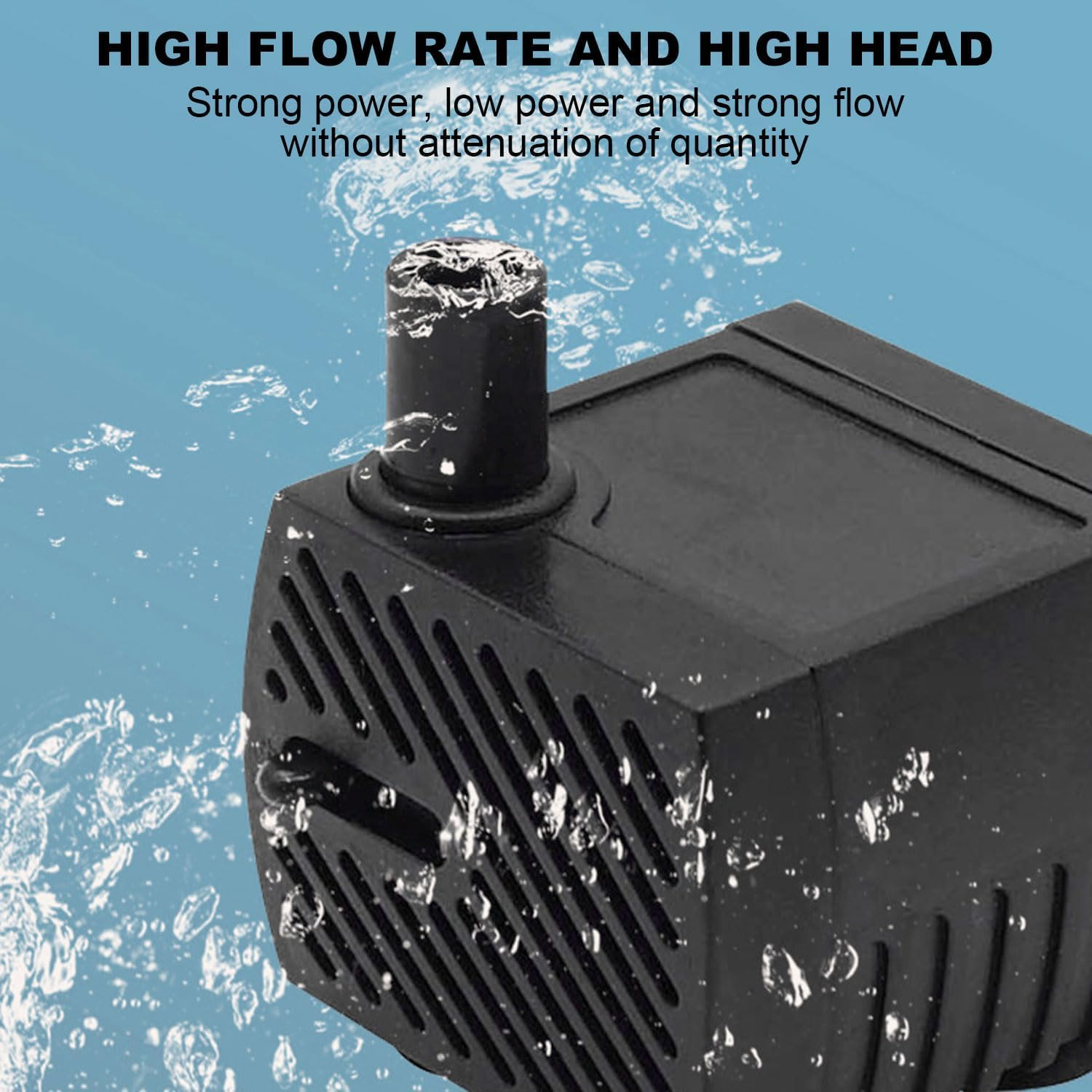 Submersible Pump, 600L/H 10W Quiet Water Pump, Mini Adjustable Water Pump for Gardening, Wigwams, Fish Tanks, Gardens, Fountains, with Two Diameter Nozzles image number 1