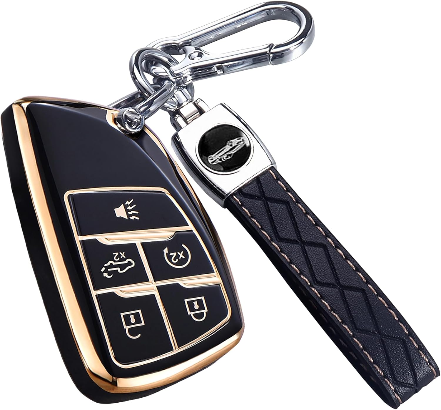 For Chevy GMC Key Fob Cover, for Silverado 1500 GMC Sierra 1500 2500HD 3500HD Buick Envision, Soft TPU Key Shell Case Remote Smart Key Holder（5 Buttons Black）