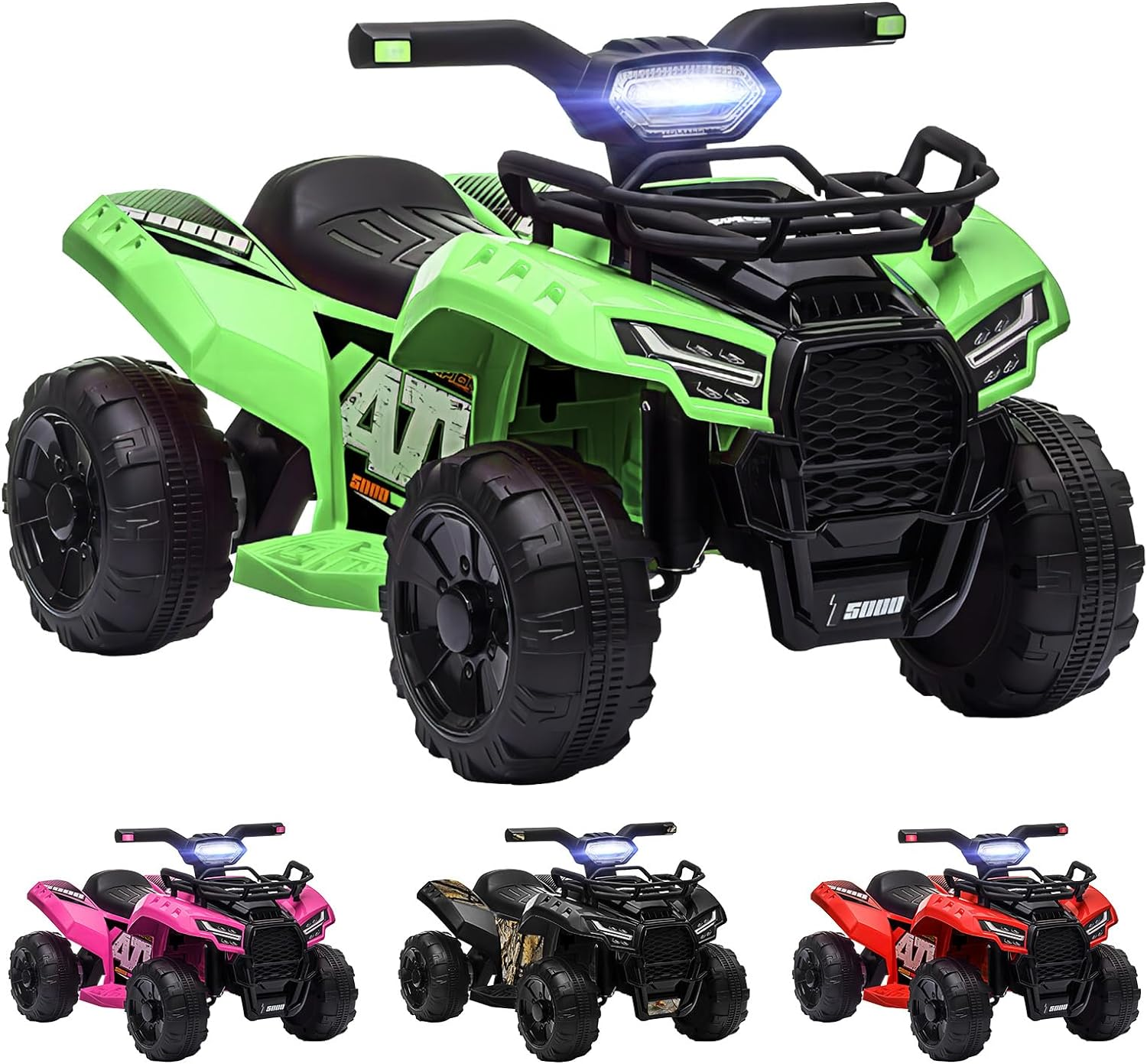 ALFORDSON Kids Ride on Car ATV 6V Motor, Quad Bike Car Eletric with Music Player, LED Lights, Ride-On Car Design All Terrain Vehicle SUV Toy, Black