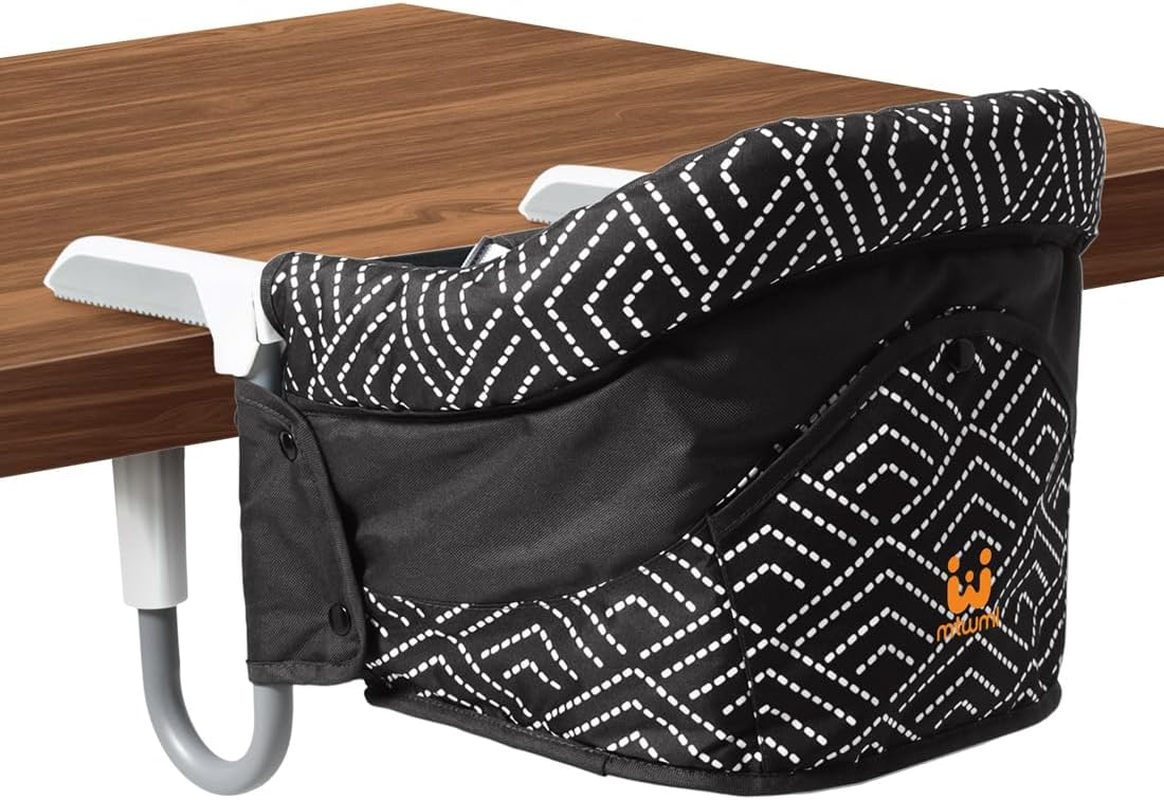 MTWML Portable High Chair for Table,Hook on High Chair That Attaches to Table,Space Saver Counter Clip on Chair for Baby,Easy Clean Baby Feeding Seat with Carry Bag for Travel(Stripe-Black)