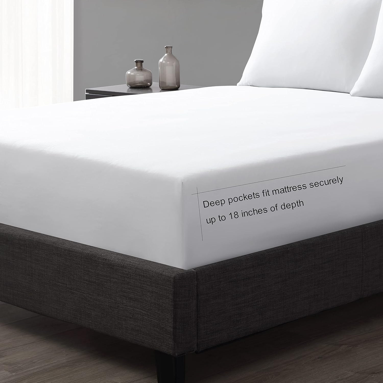 Vera Wang - King Sheet Set, Luxury Sateen Cotton Bedding, 800 Thread Count, Soft & Smooth Home Decor (White,4 Pcs, King) image number 2