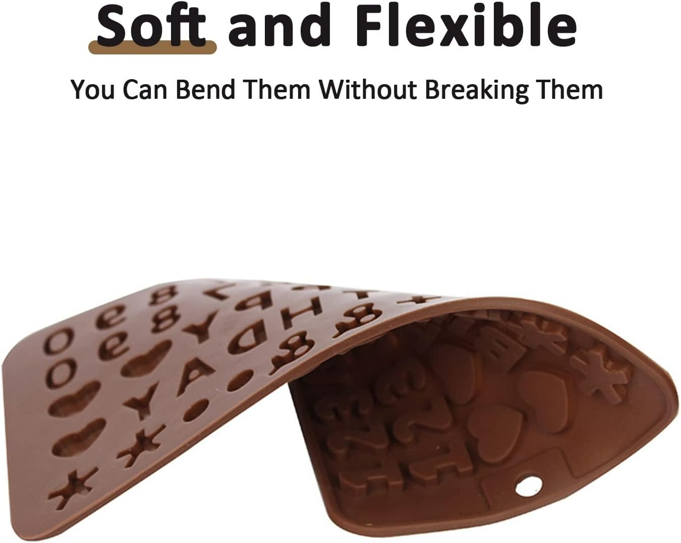 4 PCS Silicone Chocolate Molds, Silicone Letter Molds and Number Chocolate Mold with Happy Birthday Cake Decorations Symbols, Candy & Chocolate Molds for Cookie Ice Candy (4 Letter Molds) image number 3