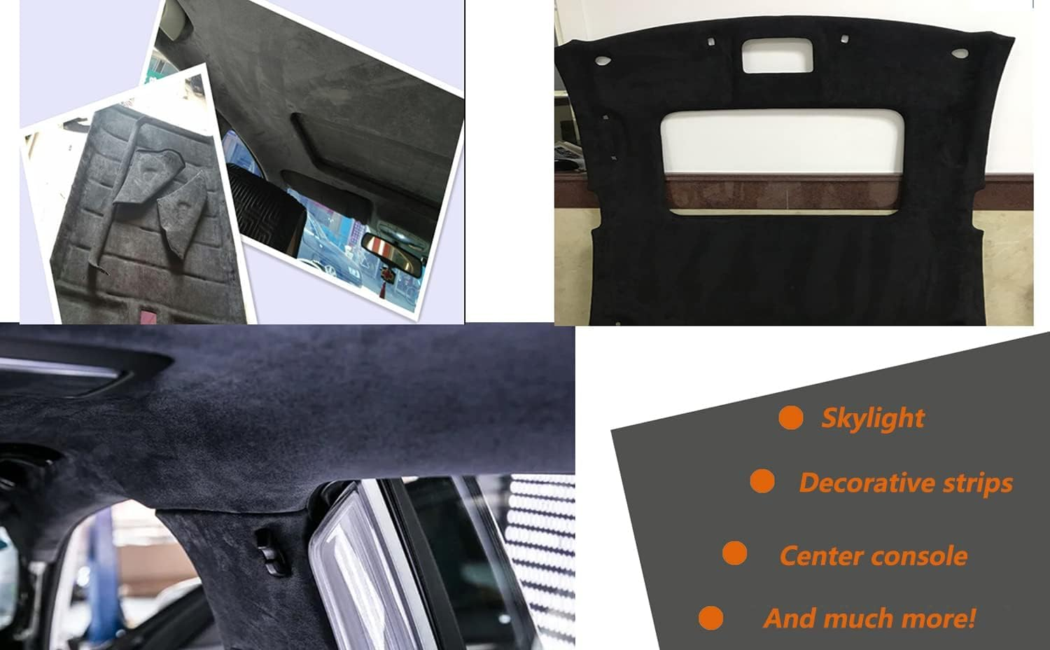 Black Microfiber Fabric Self-Adhesive Suede Look 16.5In X 59In, Premium Synthetic Leather - Stretch Film Fabric Perfect for Car Interior Decorate