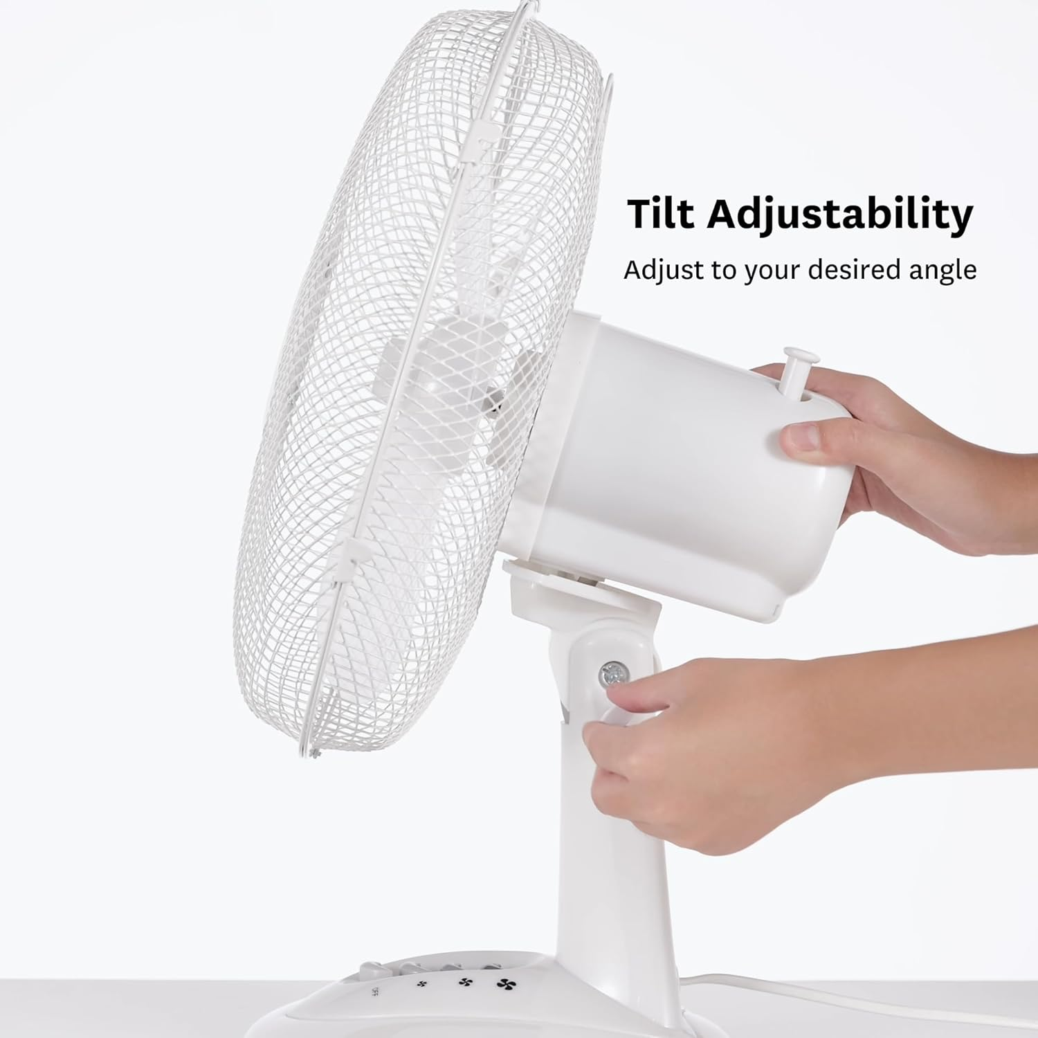 Goldair 30Cm Desk Fan with 3 Speed Settings, Tilt-Adjustable, White - White image number 3