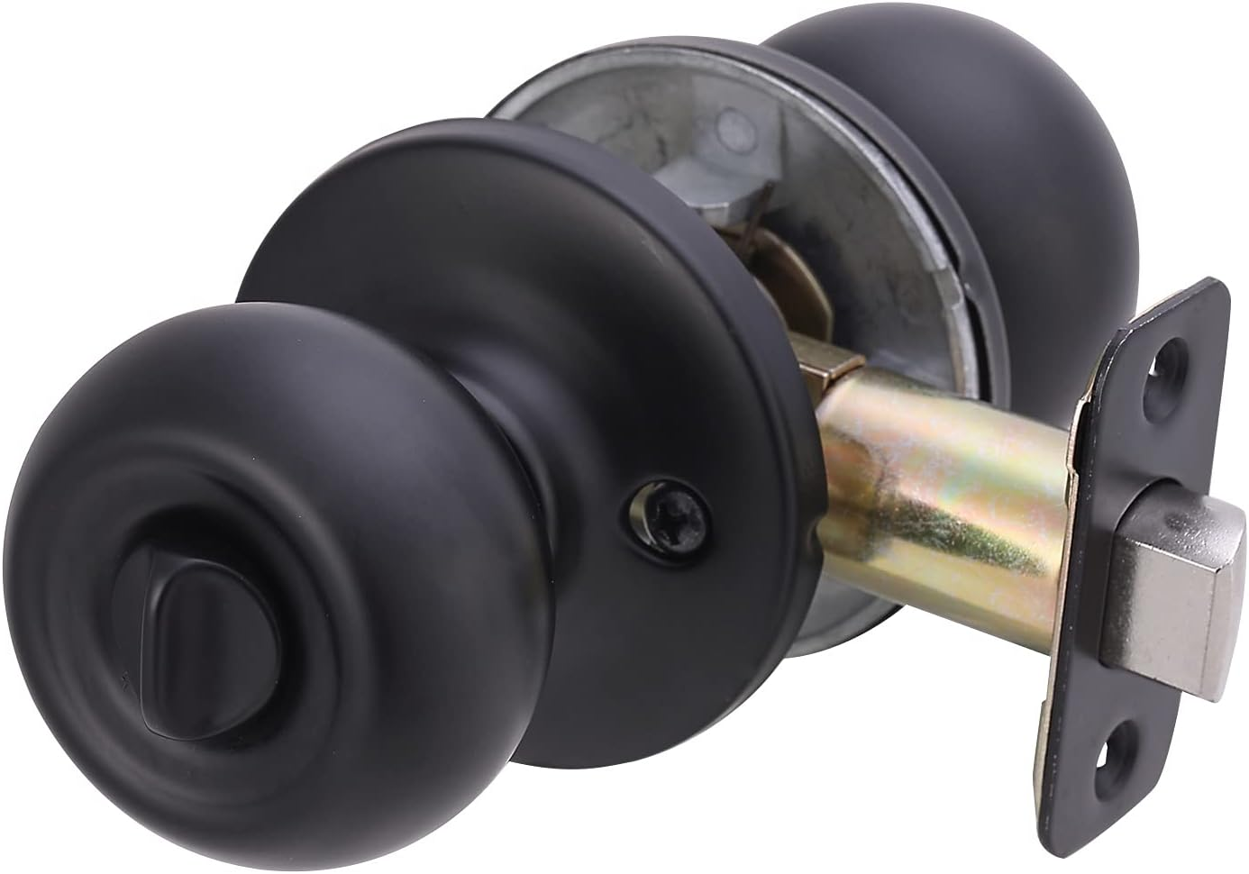 Amazon Basics Exterior Door Knob with Lock, Coastal, Matte Black image number 3