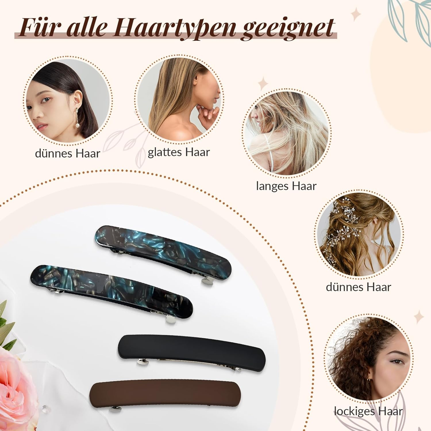 Baoblaze Women'S Hair Clips, French Hair Clips, Vintage Hair Accessories, Barrette, Automatic Tortoise Shell Hair Clips for Girls, Fine Hair and Medium Thick Hair, Blue Black, 8.3 Cm, Pack of 2 - 2 X Leopard Brown image number 7