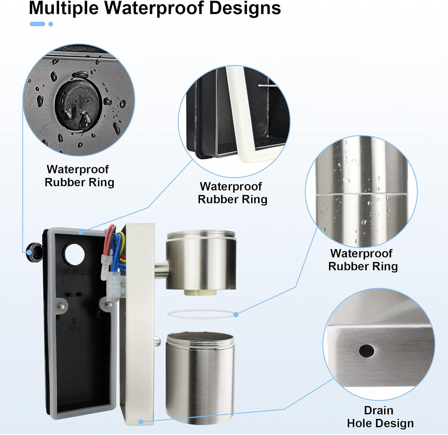 Allesgute Outdoor Wall Light Dusk Till Dawn Sensor up and down outside Lights Mains Powered 240V IP44 Stainless Steel Outdoor Wall Lamp for Porch, Incl. 2X 5W GU10 Bulbs Warm White image number 5