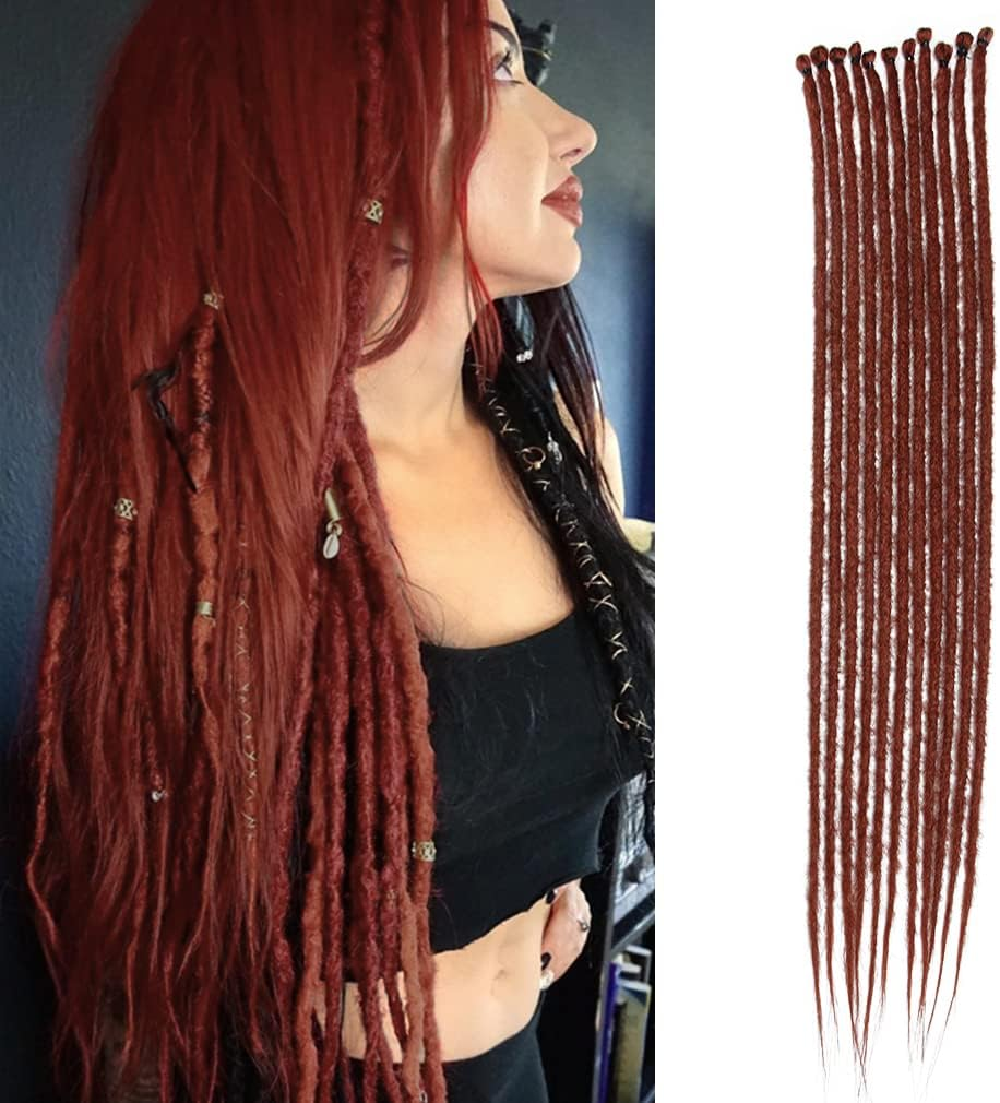 20 Inch Thin 0.6 Cm Dreadlocks Extensions Single Ended 15 Strands/Pack Soft Synthetic Faux Dreads Reggae Crochet Braided Dread Extensions (Single Ended, Se-Light Grey)